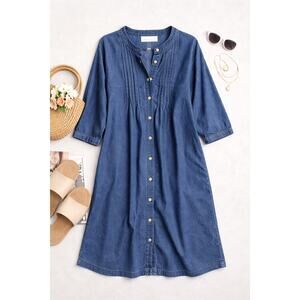 ORIG. MSRP $119 ✨ Vermont Country Store Pleated Denim Midi Dress – Size 3X ✨